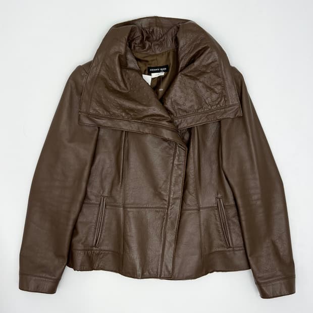 빈티지 카우레더 하이넥 레더자켓