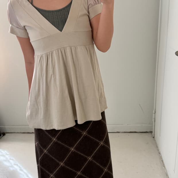 일본빈티지 카키 베이지 레이어드 세트