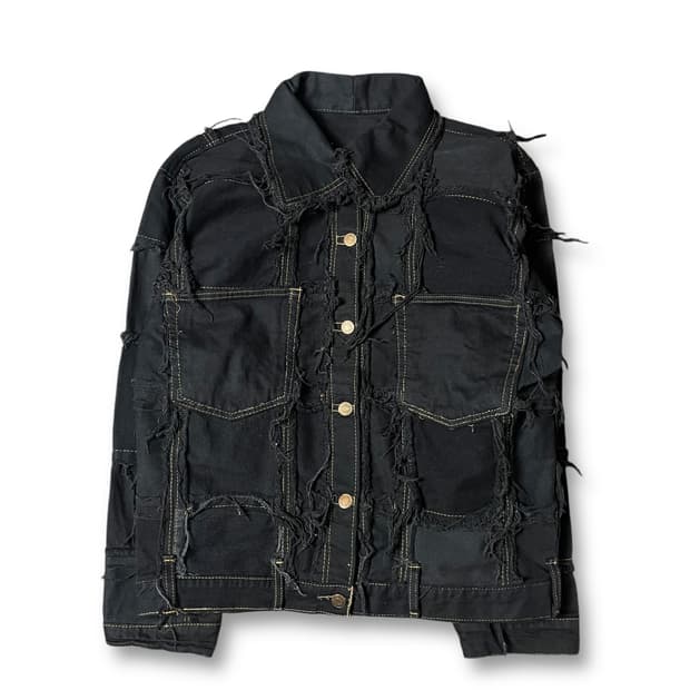 리바이스 블랙 리워크 패치 커스텀 데님 자켓