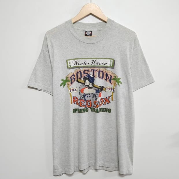 105 USA VINTAGE 보스턴 레드삭스 프린팅 반팔티 그레이