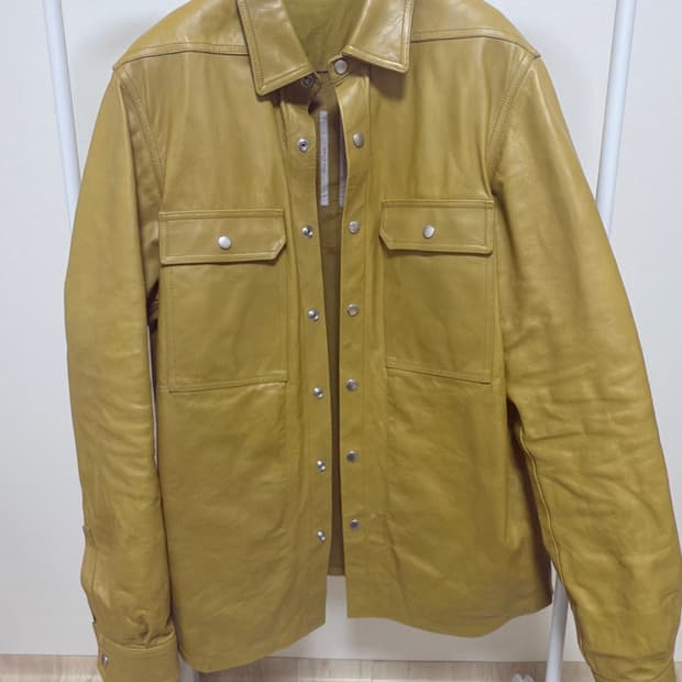 릭오웬스 22ss 레더셔츠자켓 머스터드 50