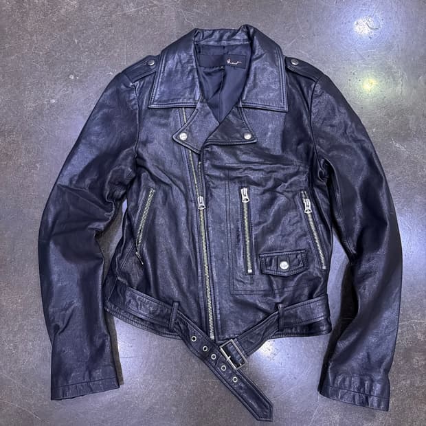 G-cut 양가죽 절개 벨트 더블 라이더 자켓 55