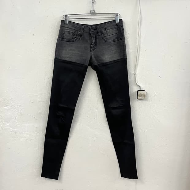 R13 챕스 레더 데님 팬츠