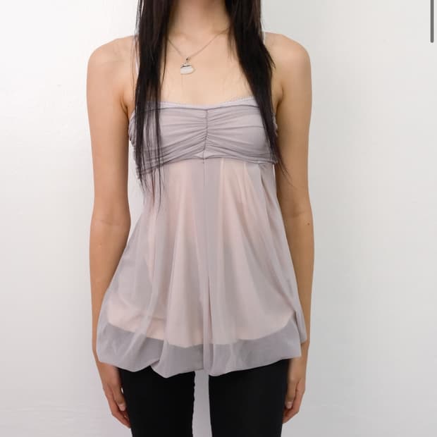 루즈슬립오버 Mesh Fluff Mini Top Lilac Blush