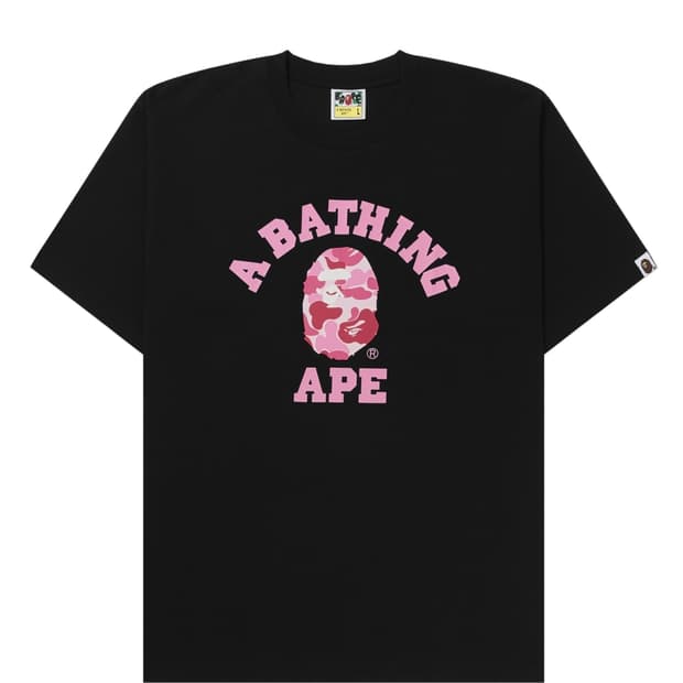 새상품) 베이프 ABC 카모 컬리지 티셔츠 블랙 핑크 3XL