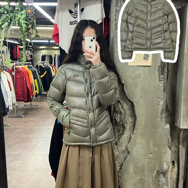 노스페이스 700 다운 패딩 카키 S #csz1757