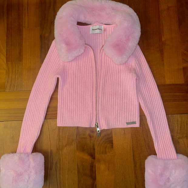 house of sunny 집업 니트 핑크