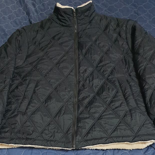 오버핏 양털 퀄팅 패딩 자켓 블랙 (XL)