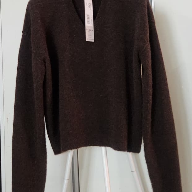 릭오웬스 FW25 토미 브이넥 알파카 스웨터 브라운