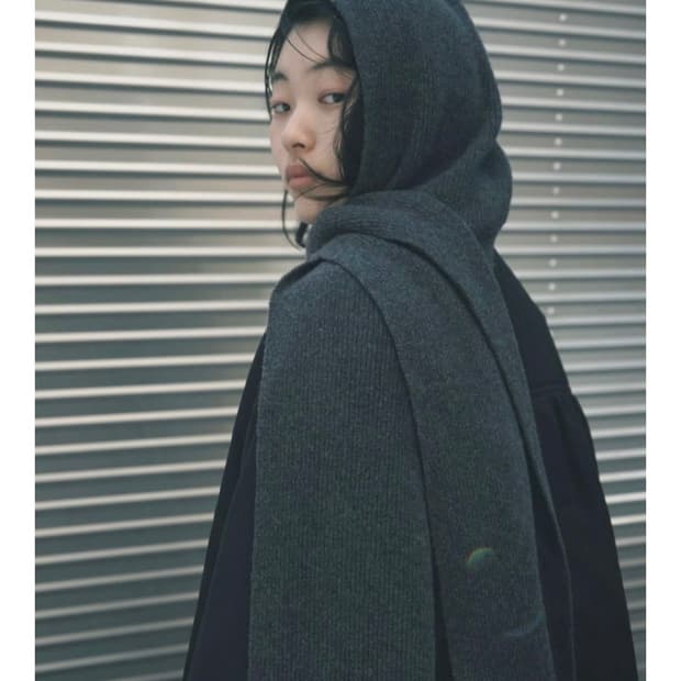 코스모스 cosmoss 울 후드 머플러 차콜