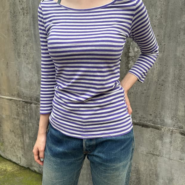 Stussy Girl line stripe 3-quarter sleeve