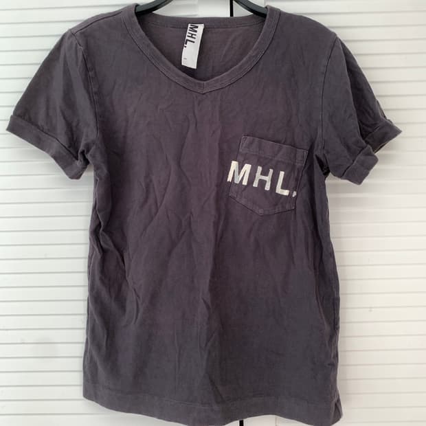 MHL 마가렛호웰 다크그레이 차콜 포켓 반팔 티셔츠