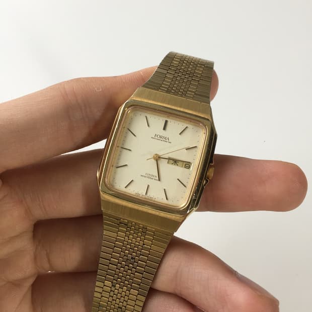 80s citizen forma day-date gold quartz