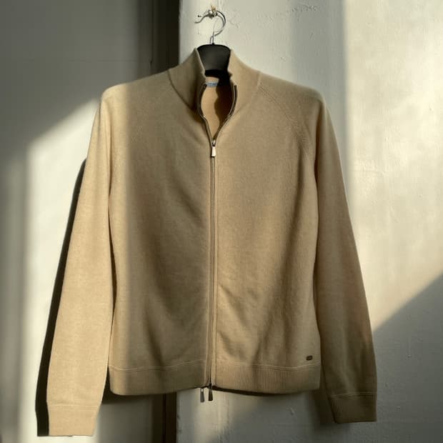 말로 베이지 캐시미어 니트 집업