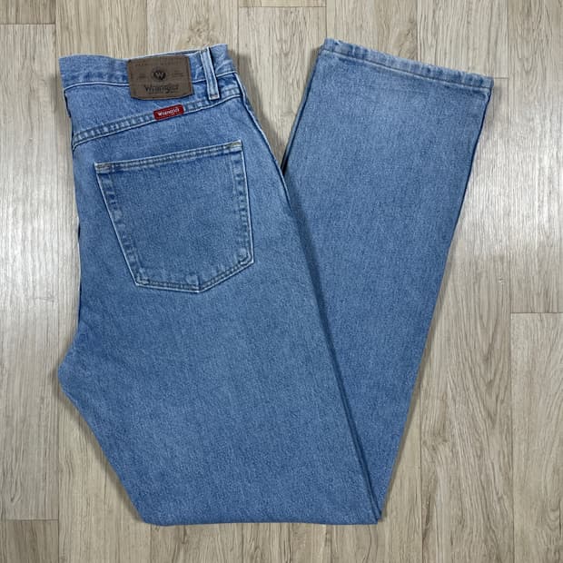 34) 00's 랭글러 미국판 레귤러핏 연청워싱 데님팬츠