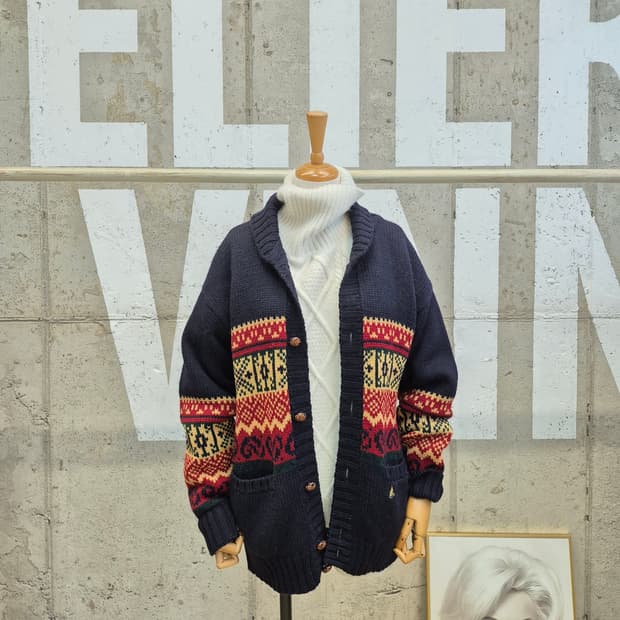 빈폴 빈티지 패턴 니트 가디건(SB4