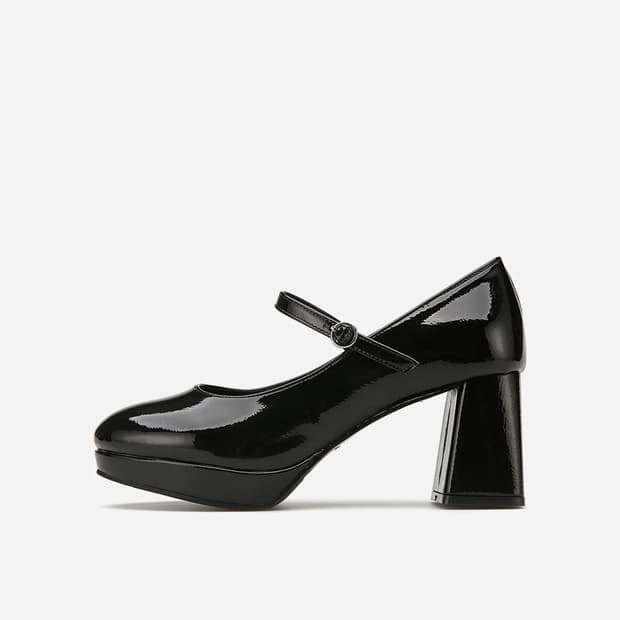 [솔트앤초콜릿] 라운드 토 메리제인 블록 힐 펌프스 7cm 250