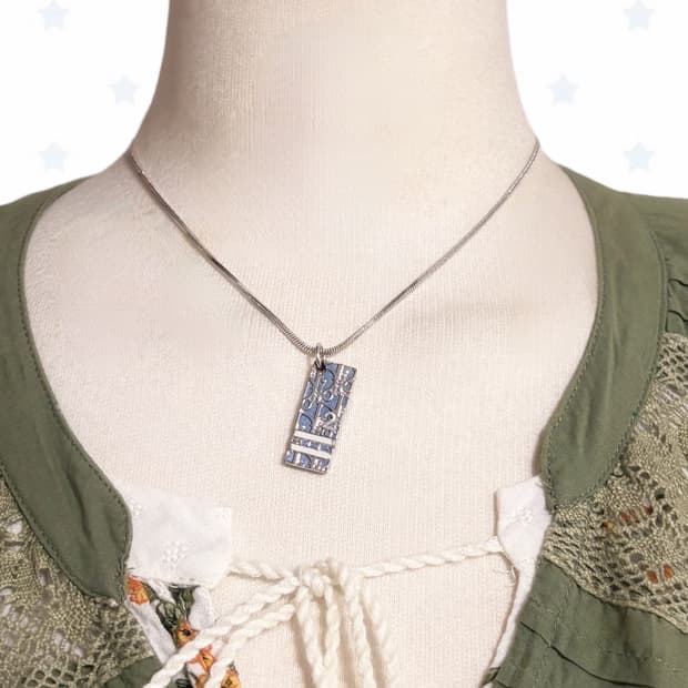 디올 오블리크 트로터 넘버링 블루 목걸이