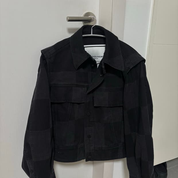 우영미 체크 데님자켓