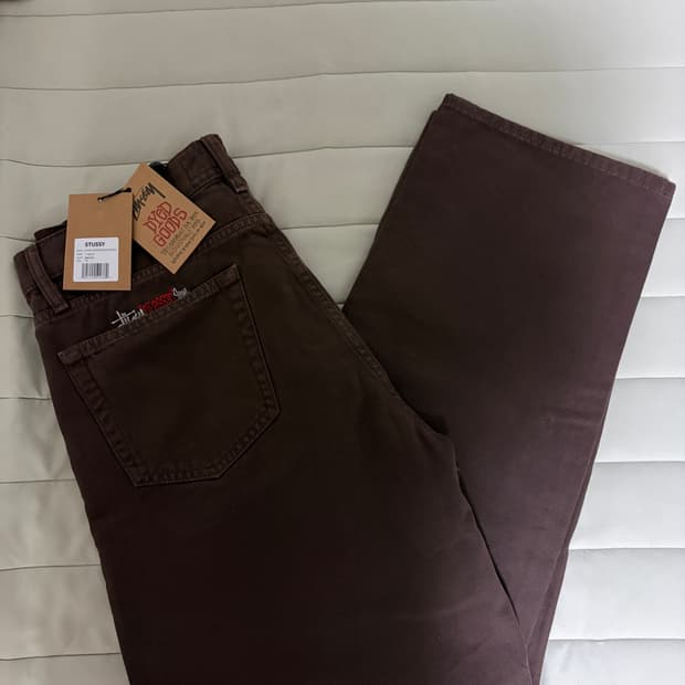 스투시 클래식 워시드 캔버스 팬츠 브라운 34