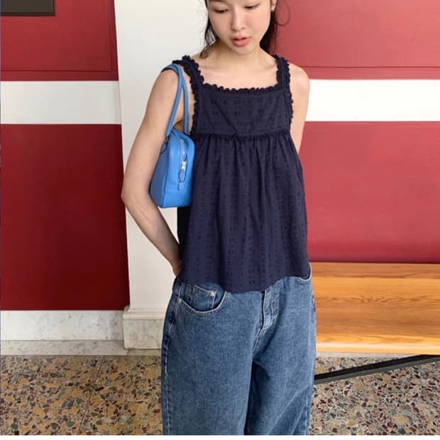 메이비베이비 [Dearest] Blooms Top 네이비