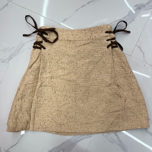•Japanese vintage 트위드 스커트 레이스업 미니스커트