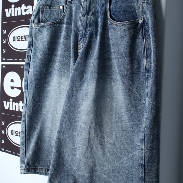 (M-L) 데케트 반바지 팬츠 버뮤다 데님 청 워싱-P9890