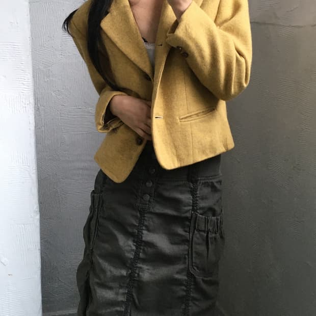 I.S 이세이미야케 90s 옐로우 3 button 블레이저   