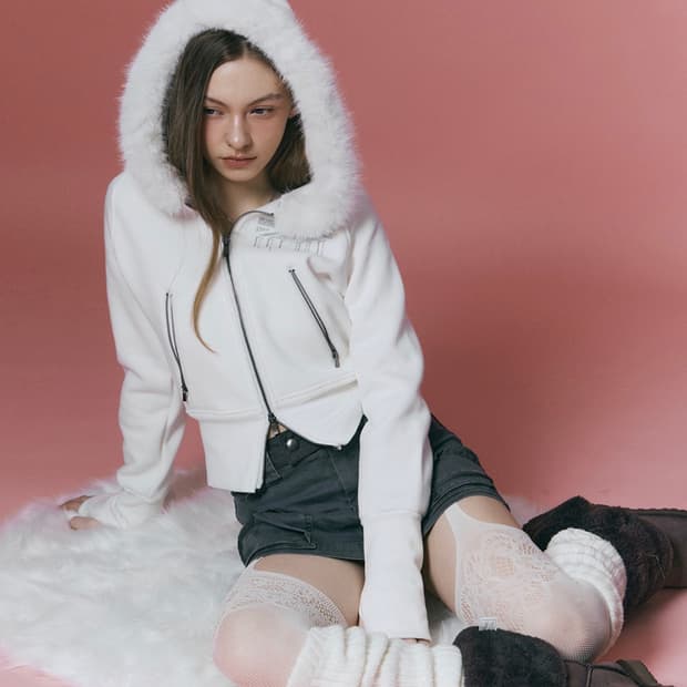 플노팔 베키 퍼 Becky Fur Hoodie Jacket (White)