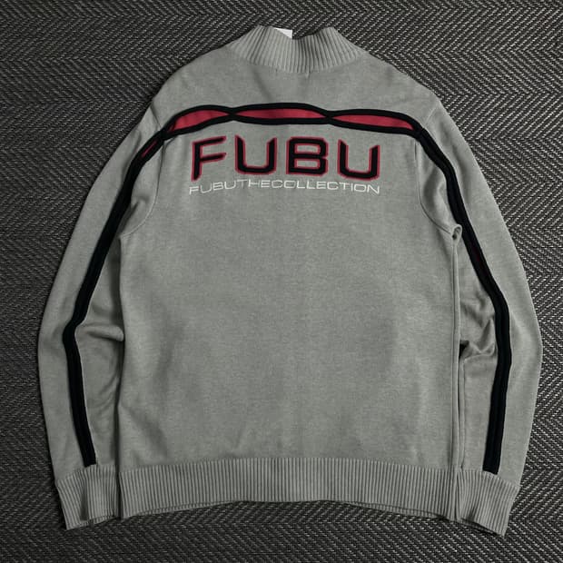 00s 후부 올드스쿨 빅로고 니트 집업o 3710