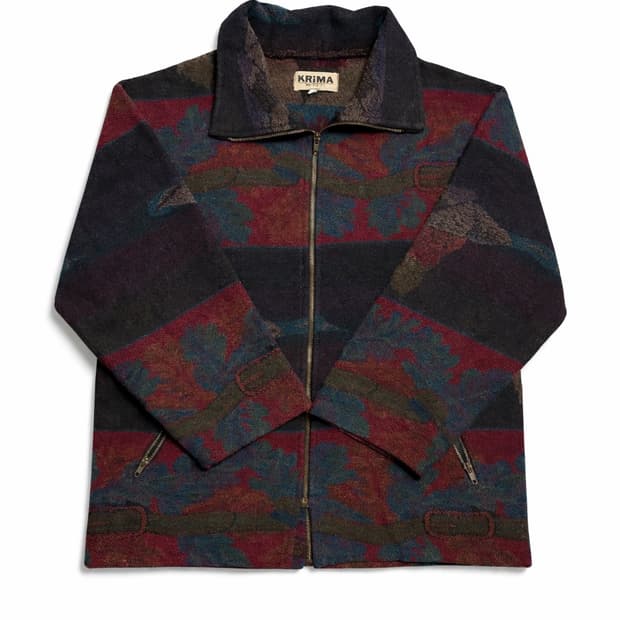 EU 80s~90s 이태리 빈티지 아메카지 울혼방 자카드 패턴 집업 자켓