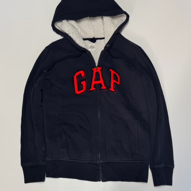 여성 GAP 갭 양털 트레이닝 후드집업 S 네이비