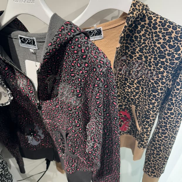 플리즈노팔로우 레오파드 핑크 크리스탈 후드집업