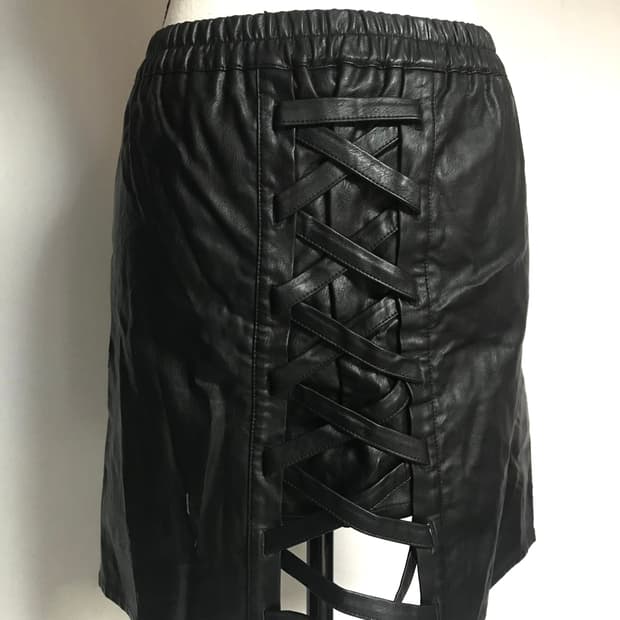 Leather Lace-up Skirt