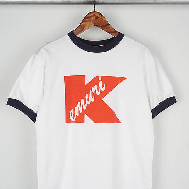  00's ANVIL "kemuri" ringer T-shirt