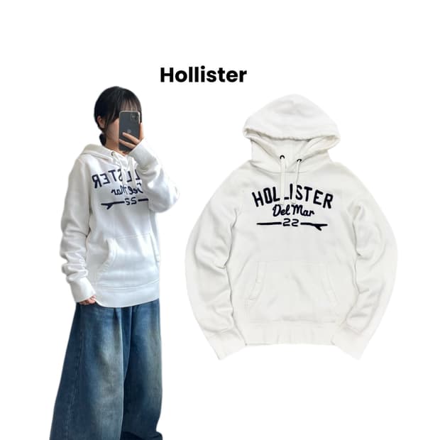 홀리스터 Y2K 아치로고 후드티 화이트