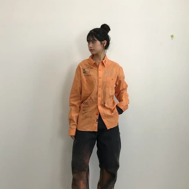 Avirex PX Graphic Military Shirt Orange