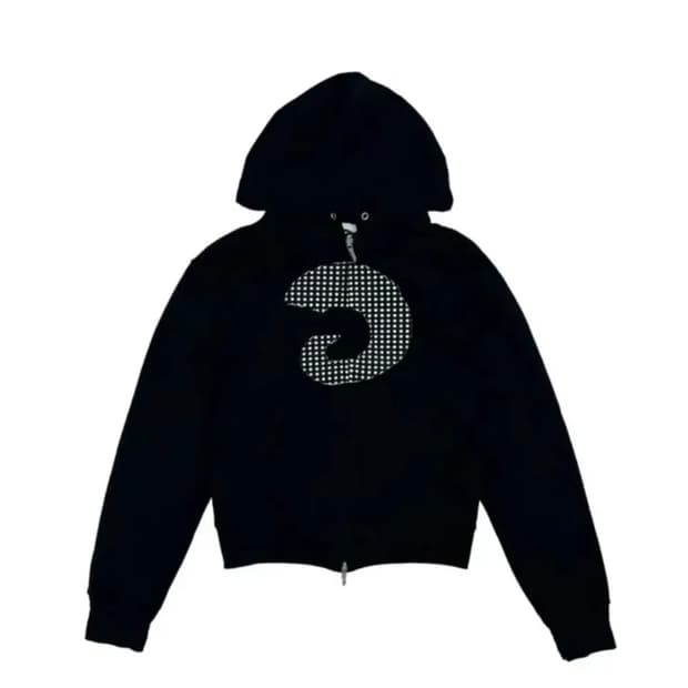 탄산마그네슘 혼 아플리케 후드집업 블랙 우먼 사이즈