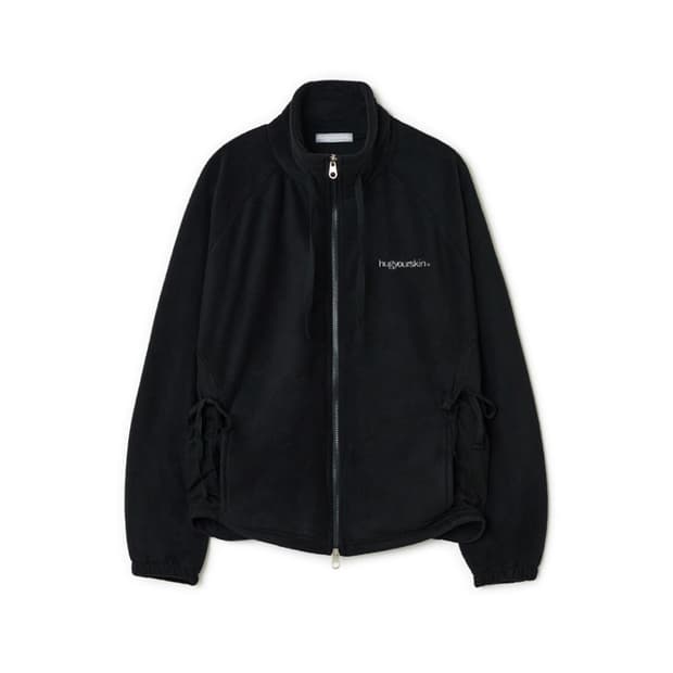 허그유어스킨 Draw string fleece zip-up (Black)