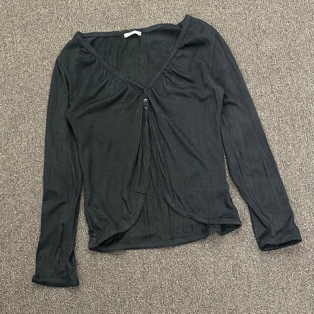 M)Japanese vintage 여성 레이스 브이넥 가디건