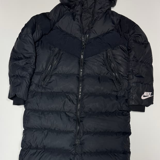 여성 나이키 올드스쿨 덕 다운 후드 롱패딩