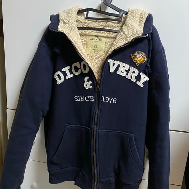 (희귀) 디스커버리 양털 패치 후드집업