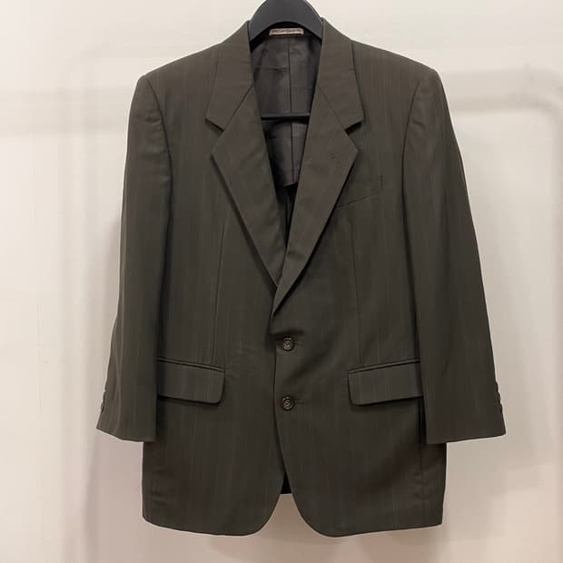 입생로랑 스트라이프 울 싱글 블레이저