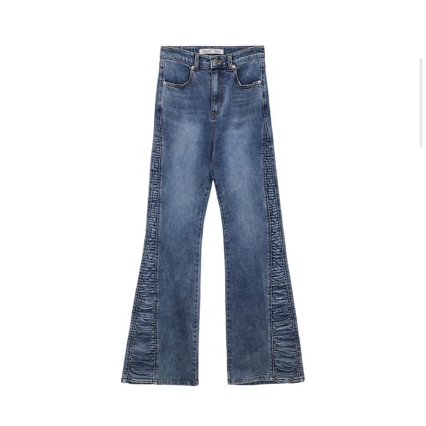 마뗑킴 셔링 부츠컷 데님 블루 M