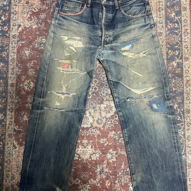 90s 리바이스 503 셀비지 사시코 커스텀