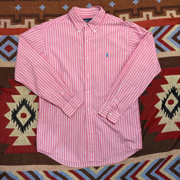 100-105) 폴로 랄프로렌 스트라이프 셔츠 핑크
