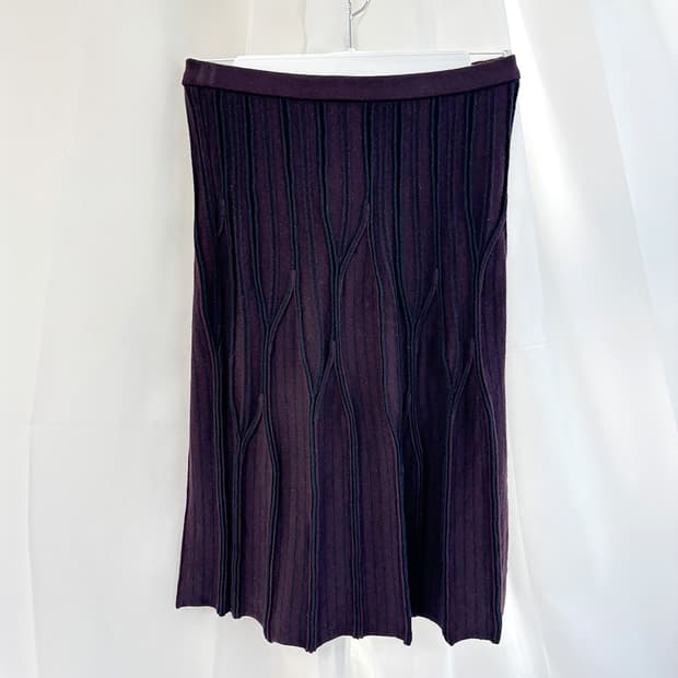deep wine textured knit skirt
