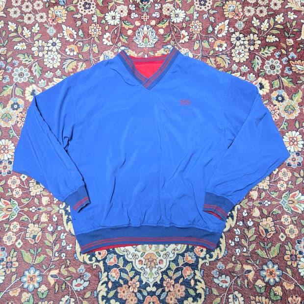 [M] 90s 휴고보스 골프 리버시블 브이넥 웜업 바람막이 (블루/레드)