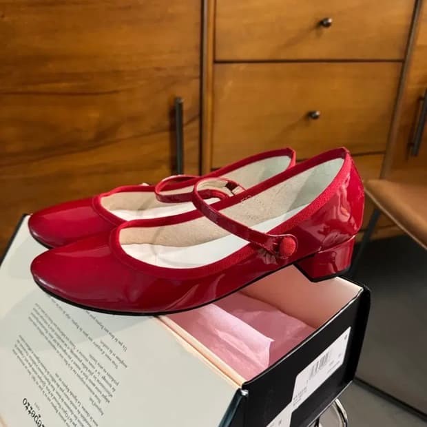 레페토 메리제인 플랫슈즈 (로즈) 레드 38