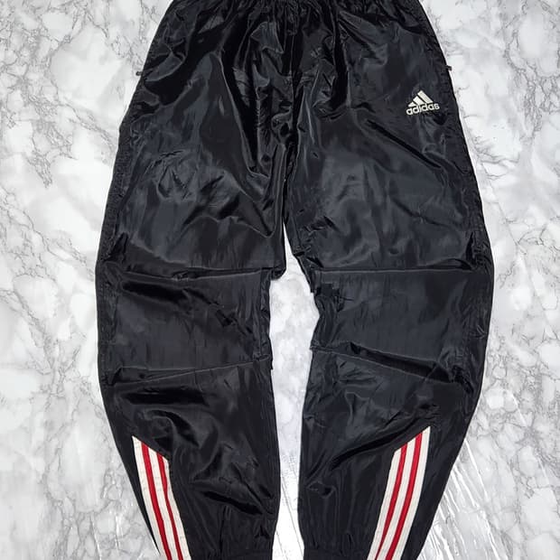아디다스 삼선 벌룬 블랙 트랙팬츠 바람막이 조거 바지